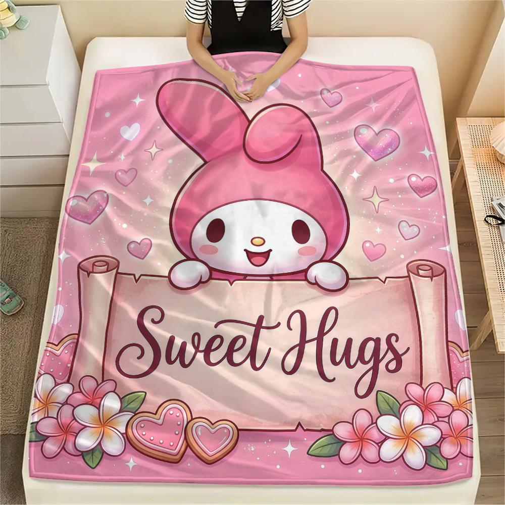 

1 шт. Фланелевое одеяло My Melody с розовым принтом, Высококачественное, Для всех сезонов, Декор для дома, Тепло и комфорт, Идеально подходит для рождественских подарков 80cm x 120cm