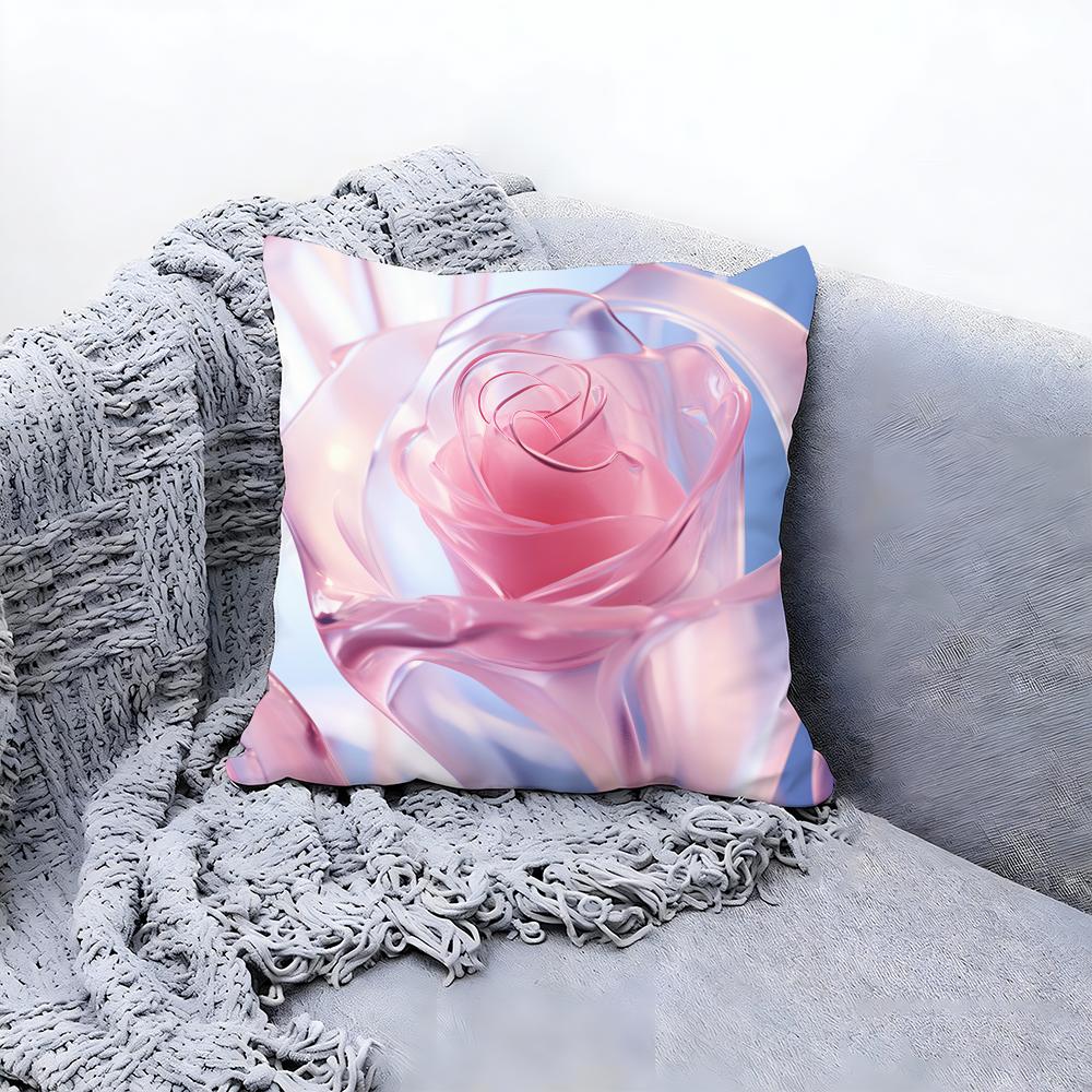 Abstract Rose Flower Cushion Cover Premium Comfort Reversible Pillow Cove -Two In One Design for Any Room & Car Interior