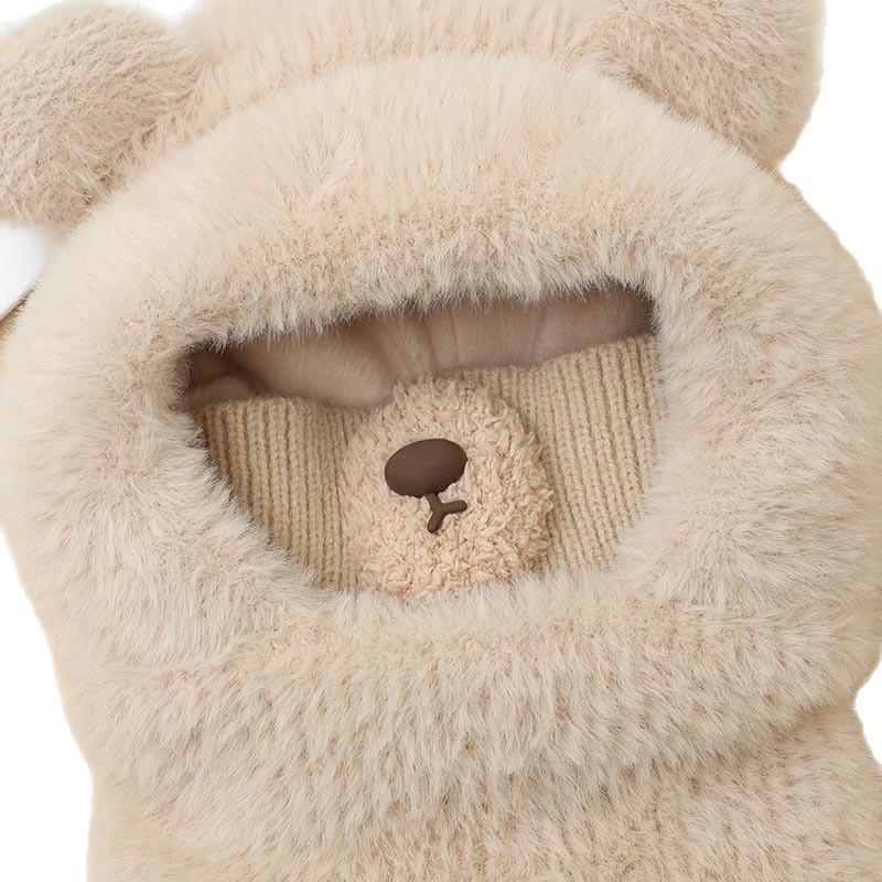 Kinderwolle Gestricktes Kapuzenhut- und Schal-Set für Herbst und Winter - Winddicht, Ohrenschützend, Warmes Pullover-Design