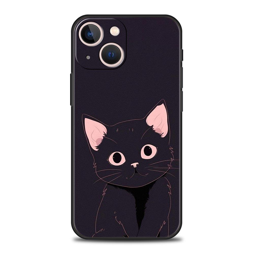 Cute Cat Phone Case For iPhone 16 13 15 14 12 11 Pro MAX XR X SE XS 7 8 Plus Soft TPU Shell Cover