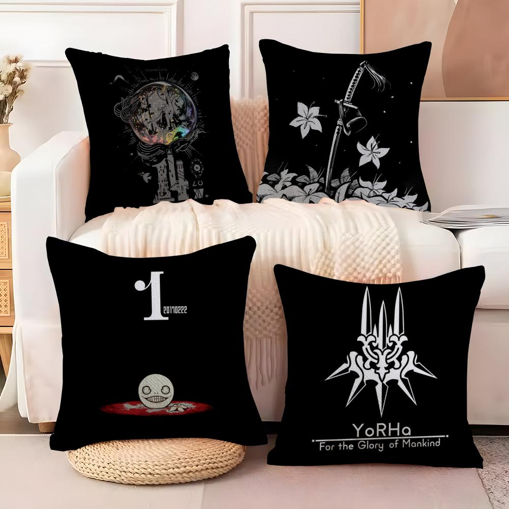 NNier Automata Lunar Tear Cushion Cover Soft Plush Fabric DoubleSided Printed Sofa Cushion Cover for All Seasons Home Decor
