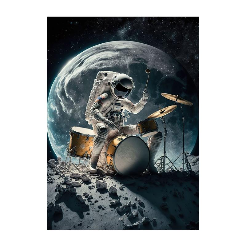 Abstrakte Trommel Poster Al Digitale Malerei Moderne Wand Kunst Leinwand Drucken Astronaut Musik Bild Für Wohnzimmer Home Decor Cuadros