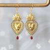 Exaggerate Fashion Heart-shaped Hollowing Red Dripping Blood Oath Dangle Earrings for Women Retro Ethnic Jewelry Accessory Gifts