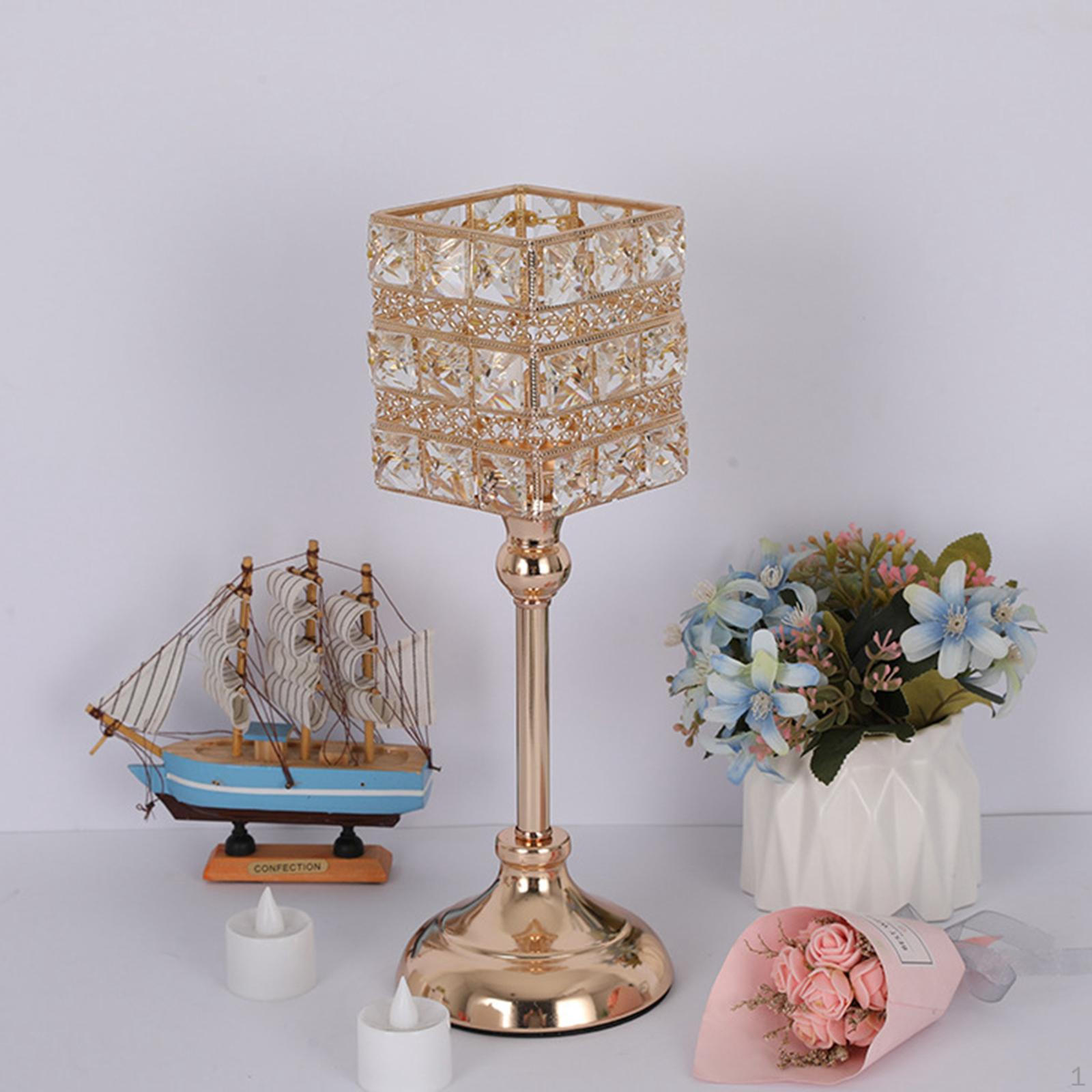 

Holder Crystal Embellishment Candlestick Stand for Tabletop Home Ornament 10x32cm
