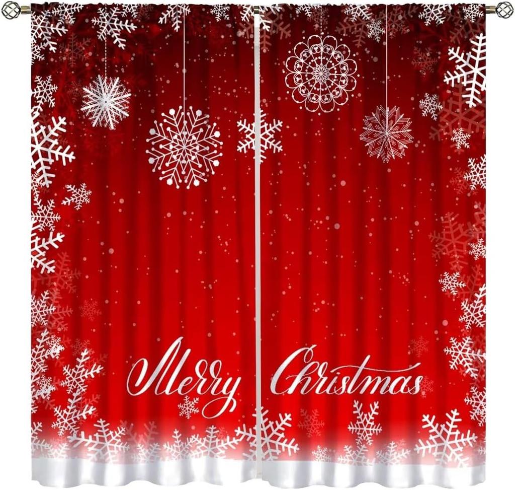 Winter Tree Curtains Living Room Bedroom Children Decor Christmas Curtain Xmas Festive Themed Window Darkening Polyester Ideal For Sitting