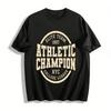 Vintage Athletic Champion Print Casual Sports Unisex T-Shirt Pure Cotton T-shirt