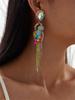 Eleganti Orecchini a Bottone Lunghi Pappagallo Coreano-Giapponesi: Elegante, Simmetrico, Design Animale Full Diamond per Donne