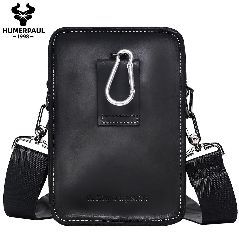 Humerpaul New Men Bags First Layer Cowhide Shoulder Bag Retro Messenger Bag Multi-function Tool Storage Bag Sports Waist Bag