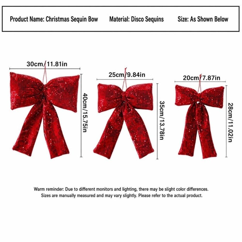 Sequin Decor Tree Ornament Shiny Surface Bow Pendant Easy Hang Christmas Bow Festive Display