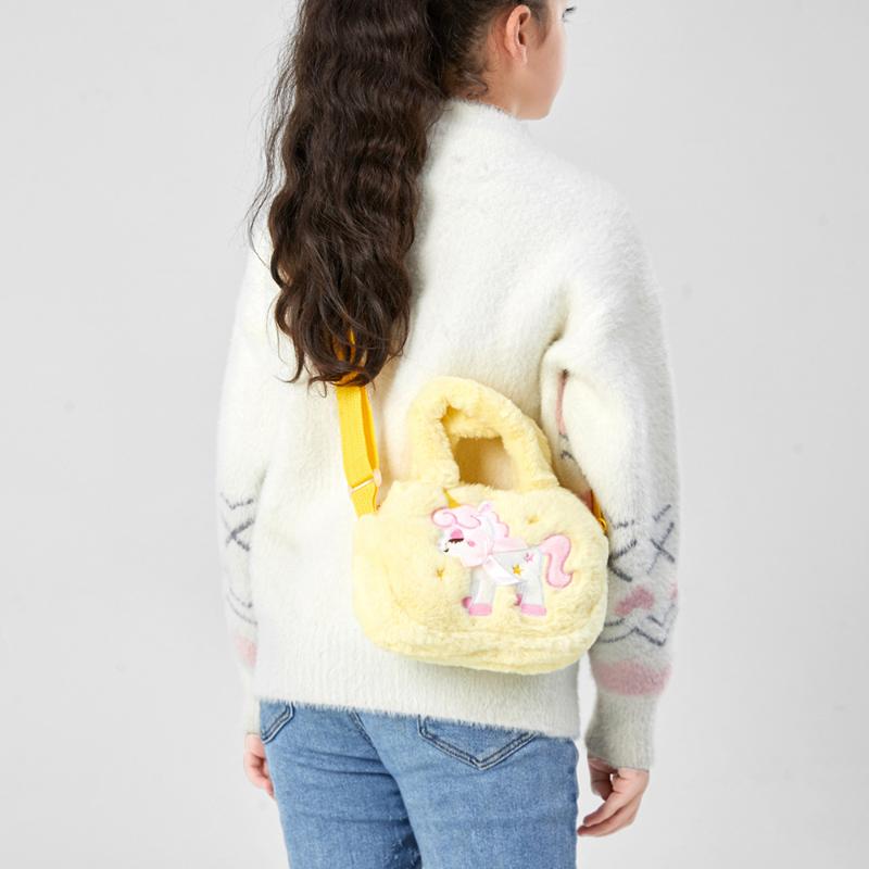 Winter New Plush Children's Crossbody Bag European and American Fashion Shoulder Bag Toddler Girl Cute Unicorn Handbag