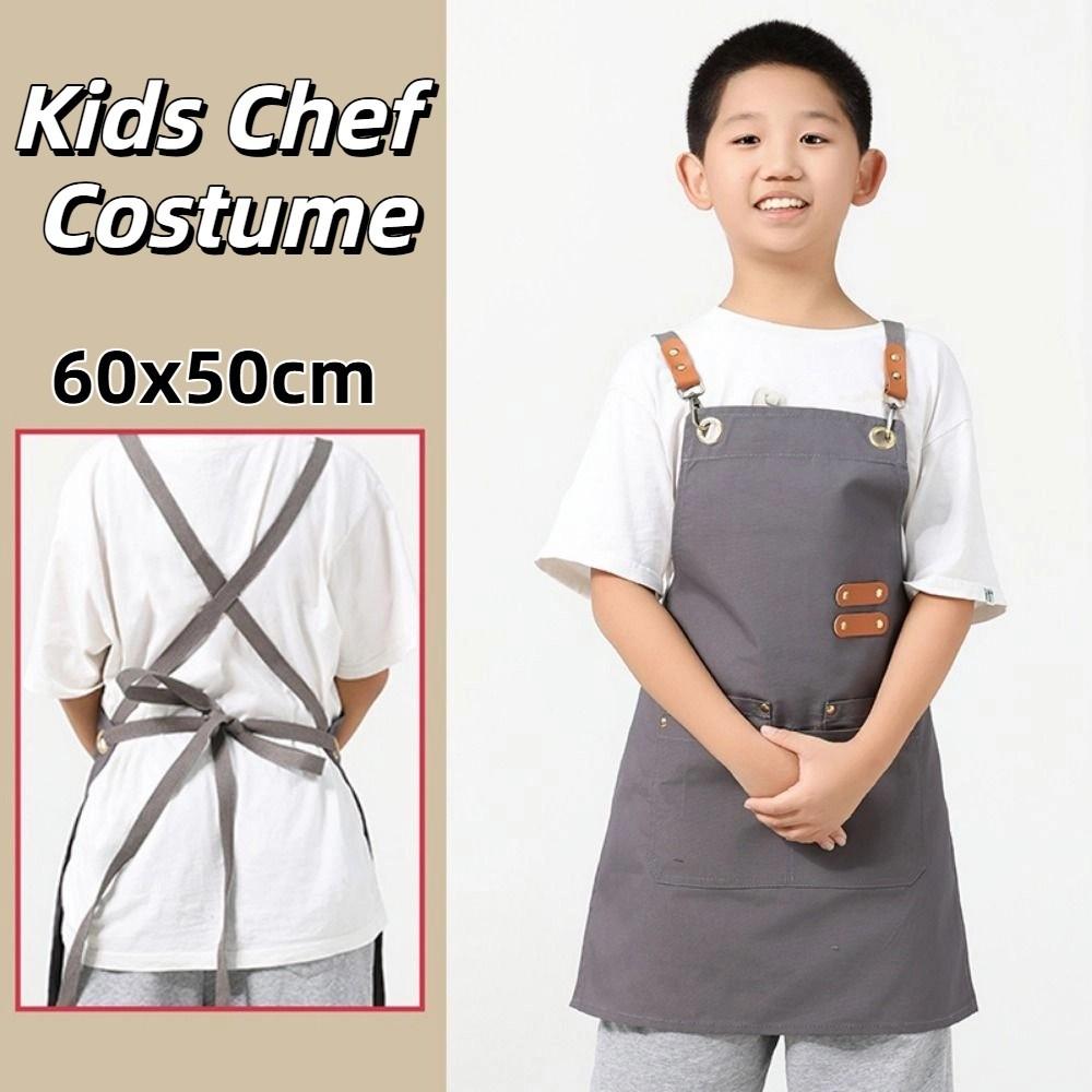 Lightweight Children's Canvas Apron Minimalist Kids Chef Costume Kids Cooking Apron  Baking