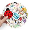 50pcs Cartoon Insect Stickers: Trendy, Waterproof, Decorative for Suitcases & Laptops