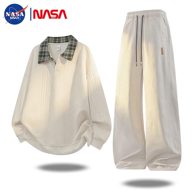 Мужской повседневный спортивный костюм с лацканами NASA NOAH XL кремовый
