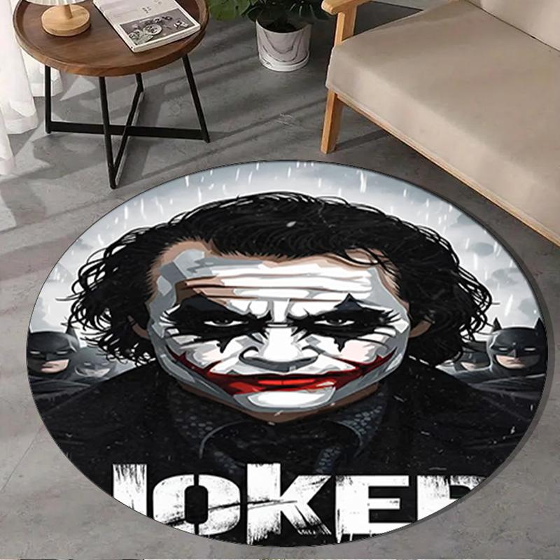 1PC The clown's Fiery Rise Round Rug, Non-slip Chair Mat, Home Decor, Circle Carpet Perfect for Office, Bedroom, Living Room,Christmas gift