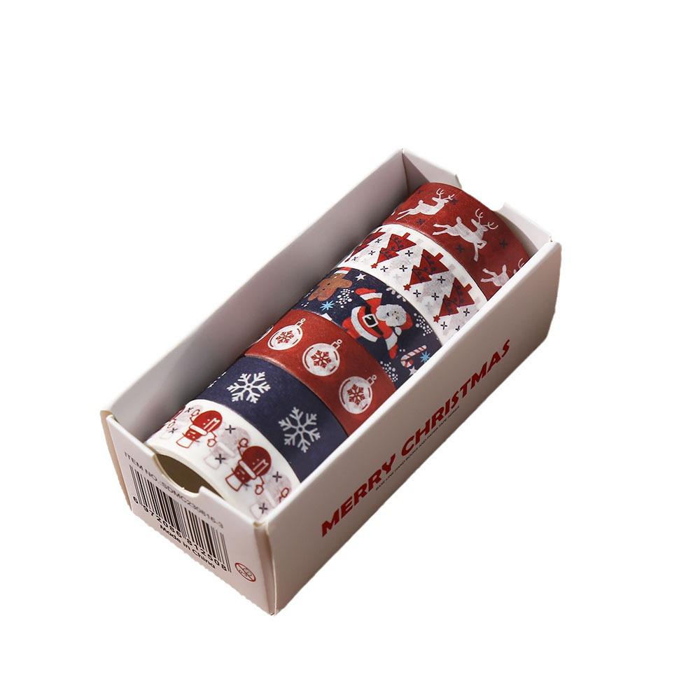 Creative Christmas Washi Tape Set - 6 Rolls of Cartoon DIY Lace for Journals and Decorations