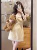 French Temperament Small Fragrant Style Doll Collar Sleeveless Dress Women's Summer Waist Thin Rich Daughter Yellow Short Skirt