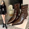 Fat Mm High Heel Pointed Skinny Boots Thick Legs Big Tube Pile Boots Small Naked Boots Large Size Women's Shoes