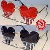 1/2 Pairs Heart Shaped Sunglasses with Rhinestones Women Fashion Rimless Rave Shades Trendy Original Design Sun Glasses