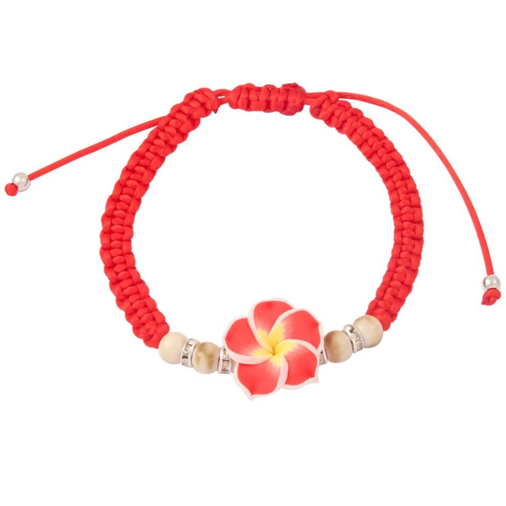 Boho Polymer Clay Braid Rope Bracelet Colorful Bohemian Beach Jewelry Cute Flower Bracelet  Women