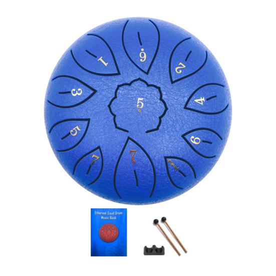 6-Inch Steel Tongue Drum with Mallets Note Stickers 11 Notes C Key Meditation Yoga Sound Therapy Hand Pan Drum Musical Percussion Instrument
