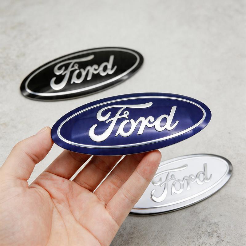 12.5x5cm Aluminum Overlay Emblem For Ford Focus 3 Fiesta Fusion Front Grille Badge Escape Kuga Transit Edge Mondeo Auto Parts