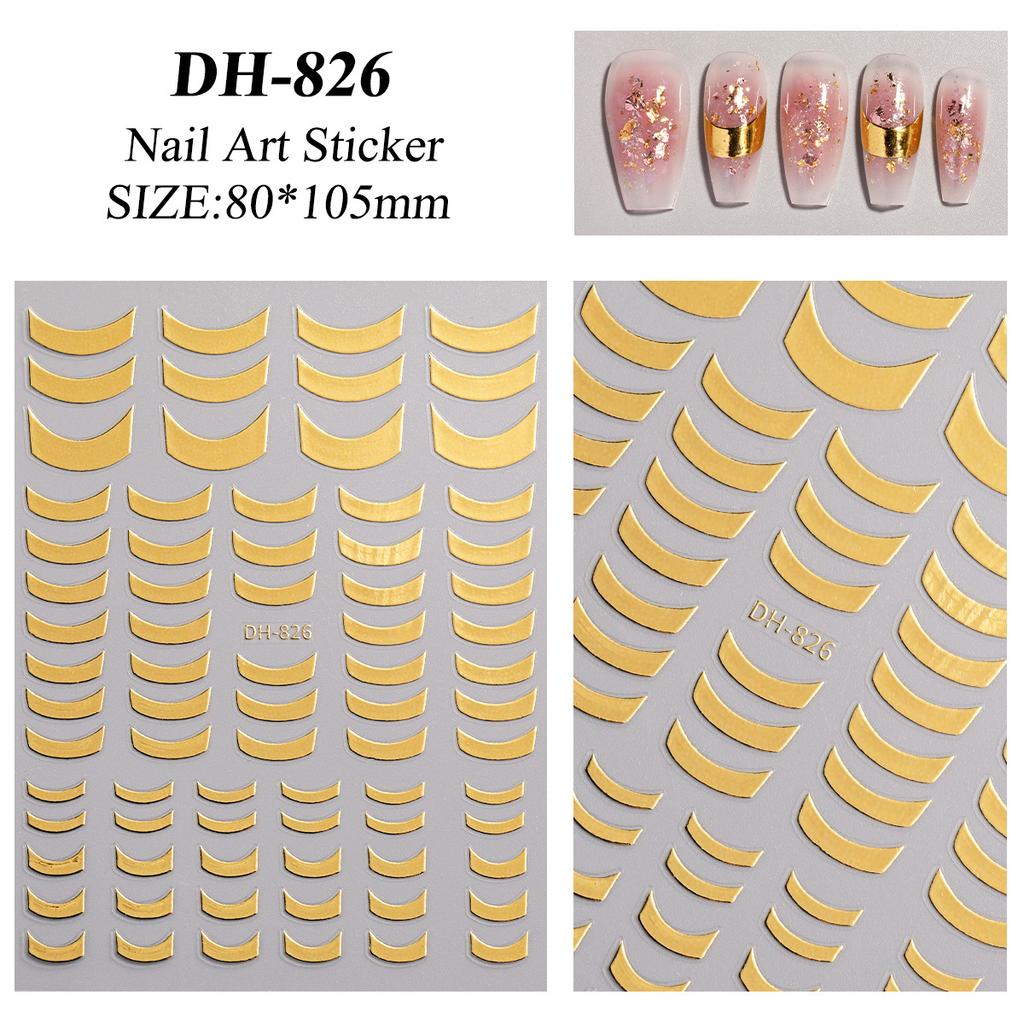 Metall Spiegel Nagel Aufkleber Gold Silber Nail Art Aufkleber bunte Slider Maniküre Dekor Nagel DIY
