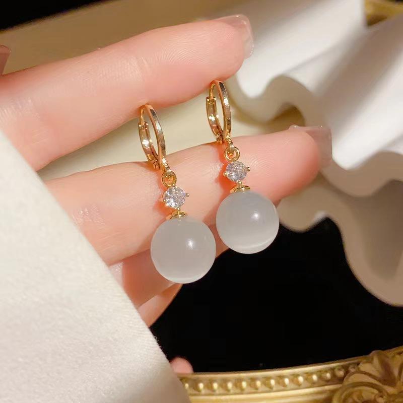 

Элегантные опаловые висячие серьги-подвески, модные серьги со стразами для женщин и девочек, роскошные ювелирные изделия белый