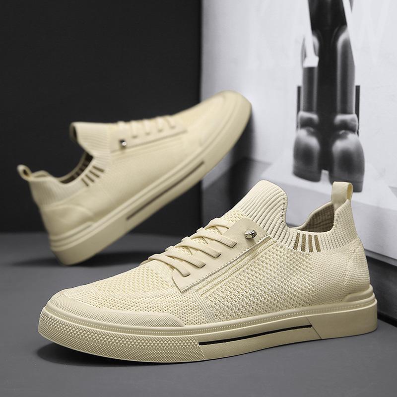 

Мужская обувь весна 2025 новые сетчатые дышащие тонкие летающие плетеные кроссовки для скейтборда мягкие подошвы на одну ногу спортивная обувь тренд 39 бежевый