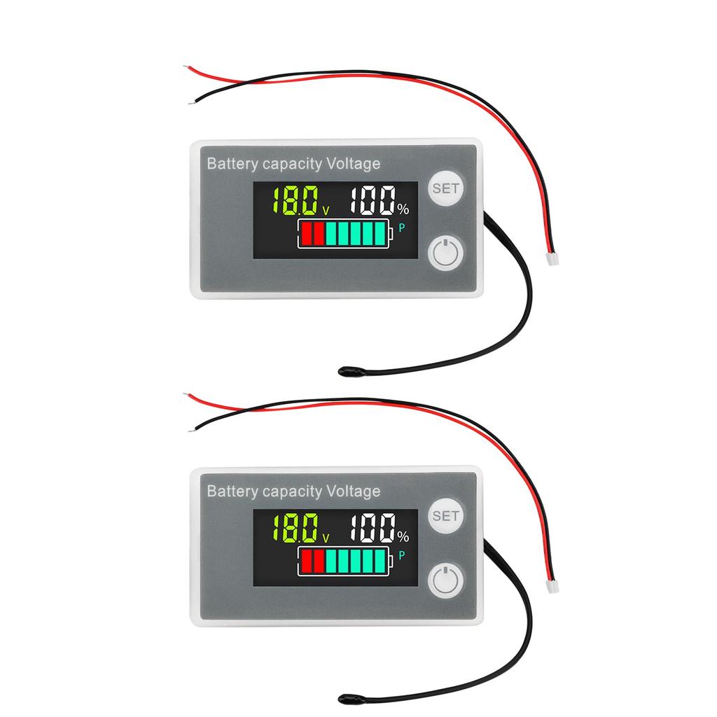 DiyStudio 2PCS Digital Voltmeter Battery Meter with Alarm Temperature Battery