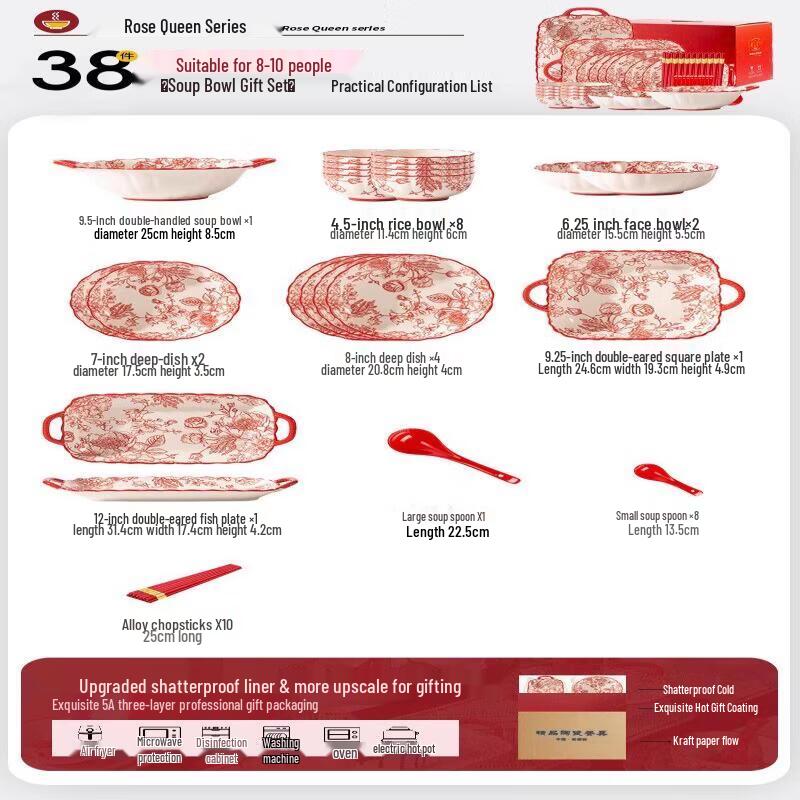 Rose Holiday 38-Piece Bone China Dinnerware Set