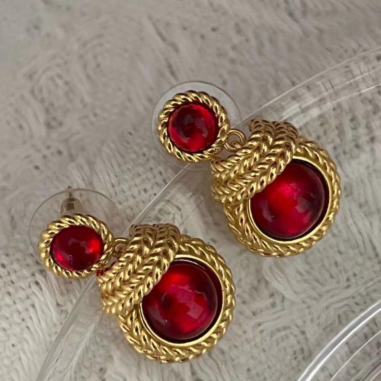 

Серьги с французским жемчугом Mabe 24 карат, глянцевые, цветные, изысканные, простые, универсальные, стильные, серебряные серьги-иглы красный