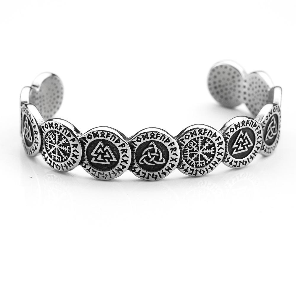 Викингская Руна C Браслет-манжета из нержавеющей стали Открытый браслет Пиратский стиль
