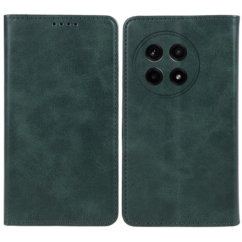 

For OnePlus Ace 5 5G/Ace 5 Pro 5G Case Strong Magnetic PU Leather Phone Cover Calf Texture Green