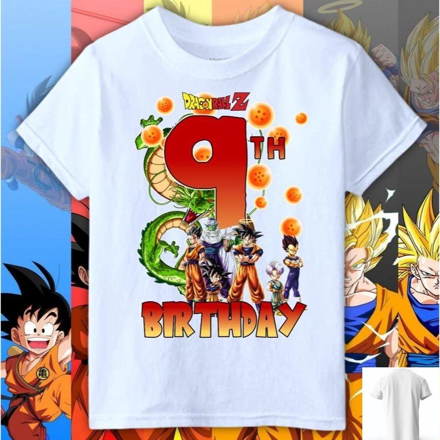 2026 Summer Dragon Ball Z Birthday Pure Cotton Tshirt for Boys and Girls Aged 012 Fashionable and Casual Y2K Trendy Clothing