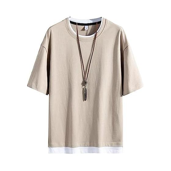 [Hiboss] Men s T-shirt, Short Sleeve, Plain, Layered Style, Large Size, Loose, Half Sleeve, Summer Clothes, Men s