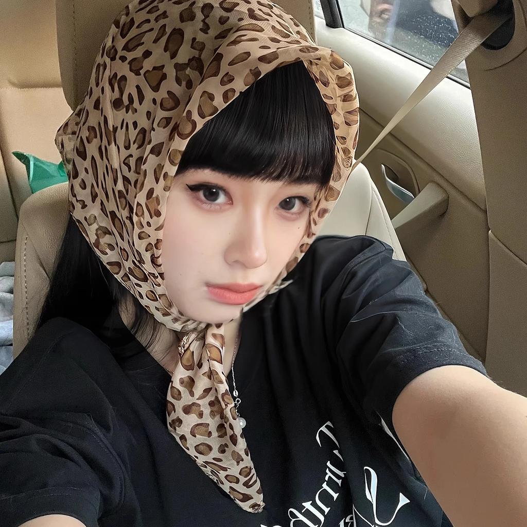 Y2K Retro Leopard Headscarf Women Girl High Quality Comfortable Fashion Headscarf Warm Versatile Party Scarf Exquisite Accessory