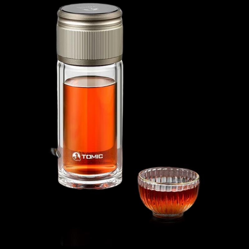 TOMIC Insulated Double-Wall Glass Tea Infuser Bottle