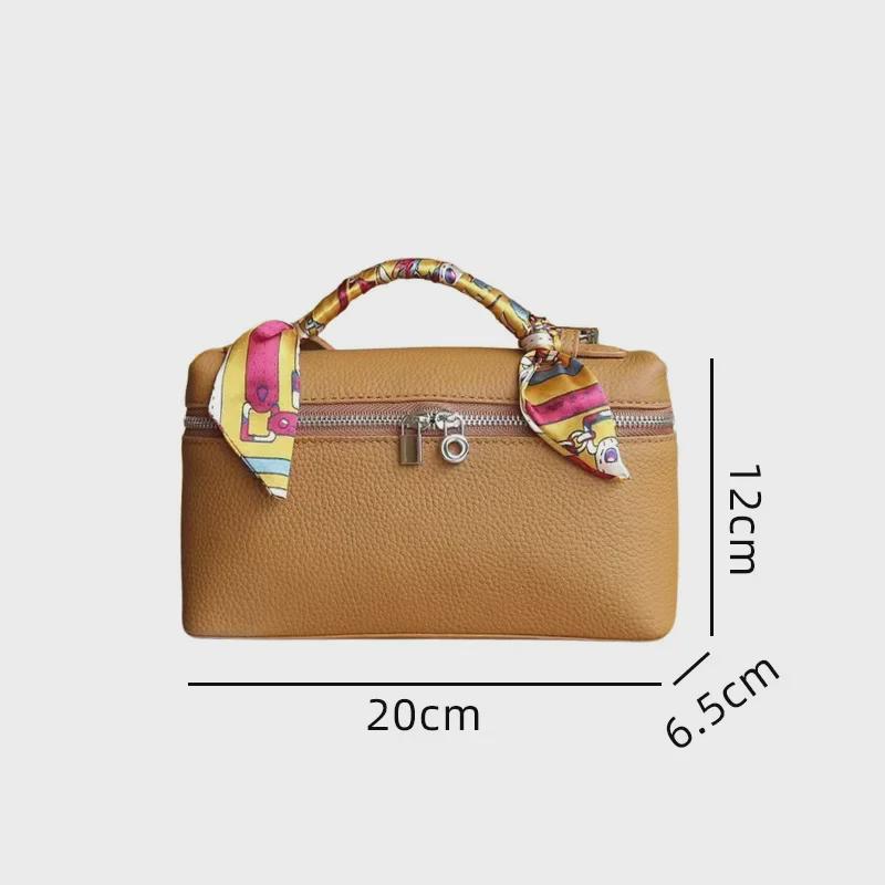 2023 New Women's Cowhide Box Bag: Stylish Hand-Held Cosmetic Shoulder Messenger Bag