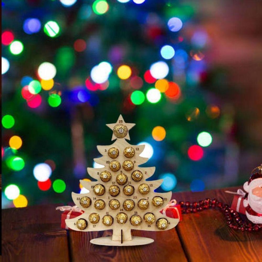 Xmas Tree/Elk Shaped Christmas Elk Chocolate Stand Hollow Wooden Chocolate Candy Stand  Home