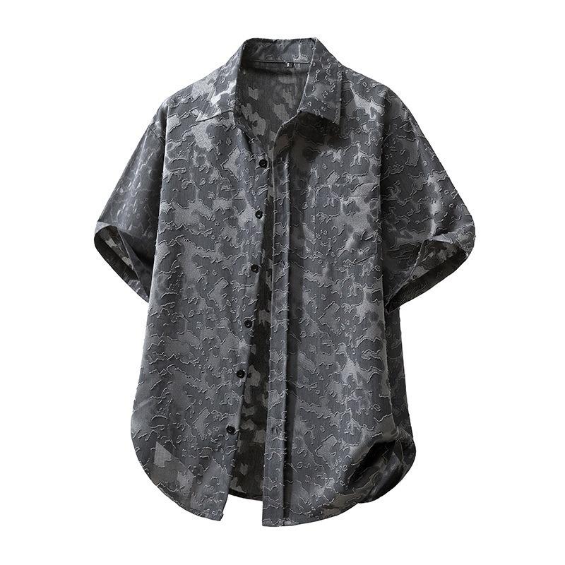 Summer New Men's Retro Distressed Casual Short-sleeved Shirt Casual Loose Lapel Shirt