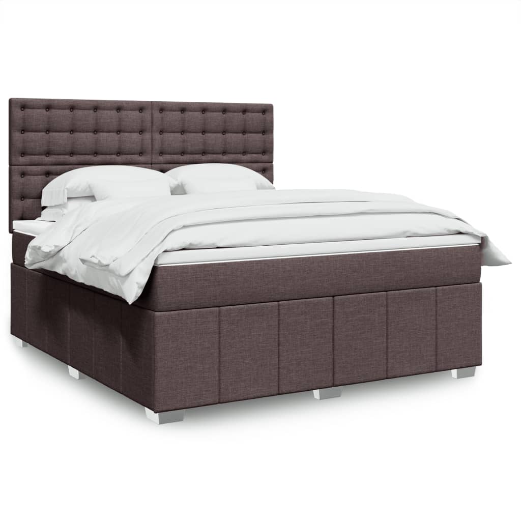 Box Spring Bed with Mattress Dark Brown 180 x 200 cm Fabric