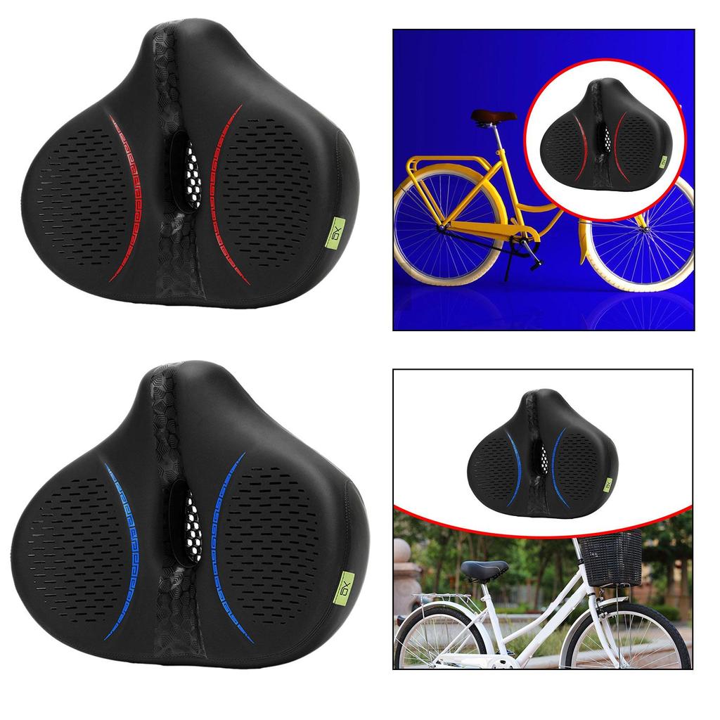 Bike Seat Soft Wide Cycling Cushion Pad Shock Absorbing Mountain Bike Exercise Bike Breathable PU for Men Women Bicycle Saddle
