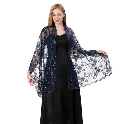 Evening Gown Fashion Pure Women Scarf Color Sequined Shawl Cheongsam Shawl