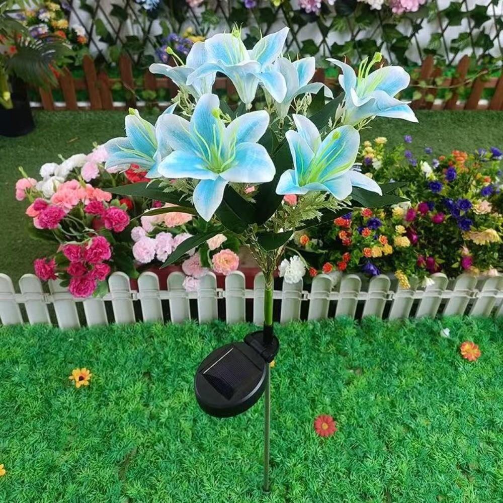 7 Heads Solar Lily Light Solar-Powered Garden Pathway Light New Outdoor Solar Lamp Home Garden