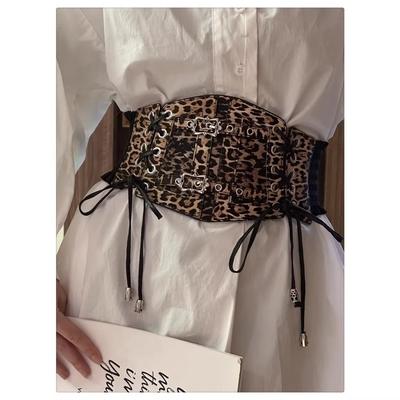Leopard Print Women Waistband Retro Corset Belt Fashion Waist Belt Decoration  for Dresses