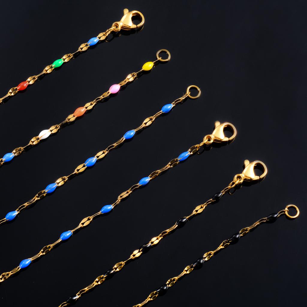 2.5mm Stainless Steel Gold Color Lip Beaded Link Chain Necklace Fashion Jewelry Can Be Length 14-30inch