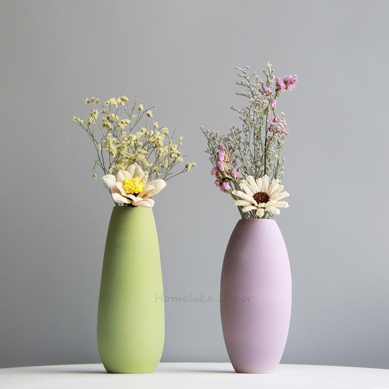 Minimalist Solid-color Flower Vase Colorful Ceramic Flower Vase Desktop Mini Vase Home Decorative Centerpiece