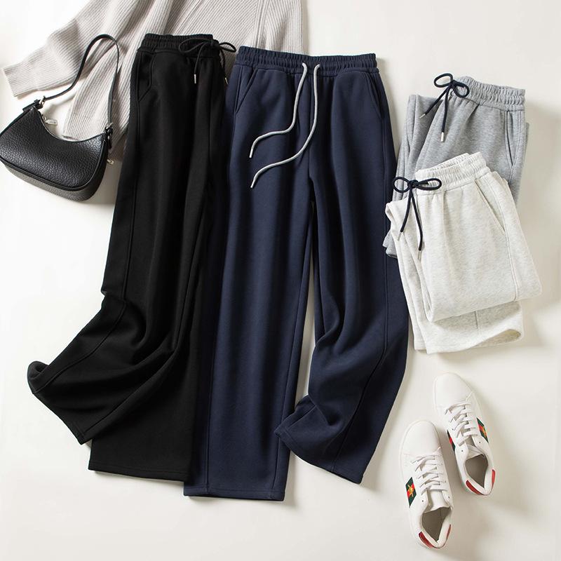 2025 Winter High-Waisted Thickened Coral Fleece Wide-Leg Pants: Slimming, Warm, Casual Wear for Women
