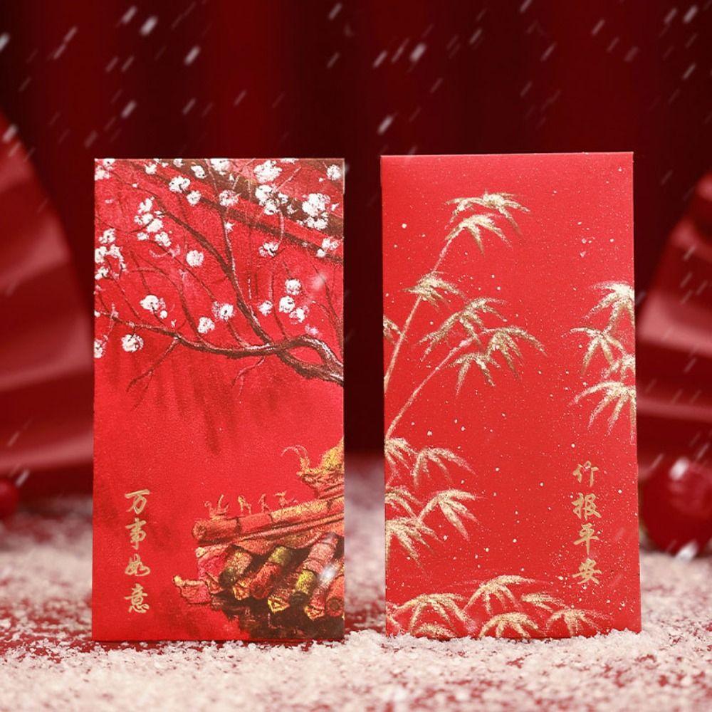 6pcs Blessings Printing Forbidden City Red Envelope Mixed Pattern Red Packet  Wedding