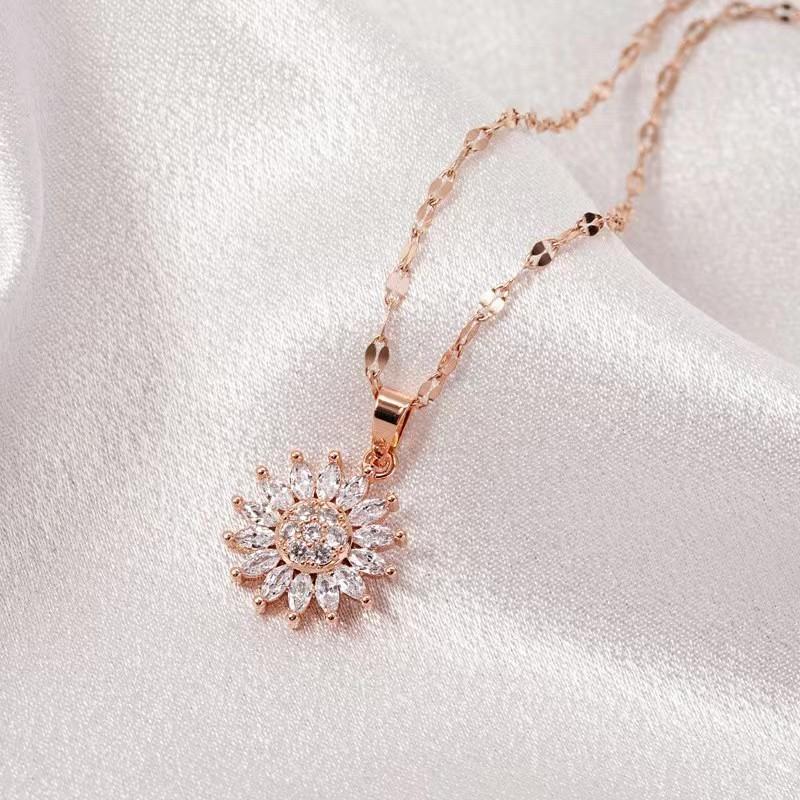

Легкое роскошное вращающееся ожерелье с подсолнухом, женский дизайн, простая мода, темперамент, ключичная цепочка, аксессуары
